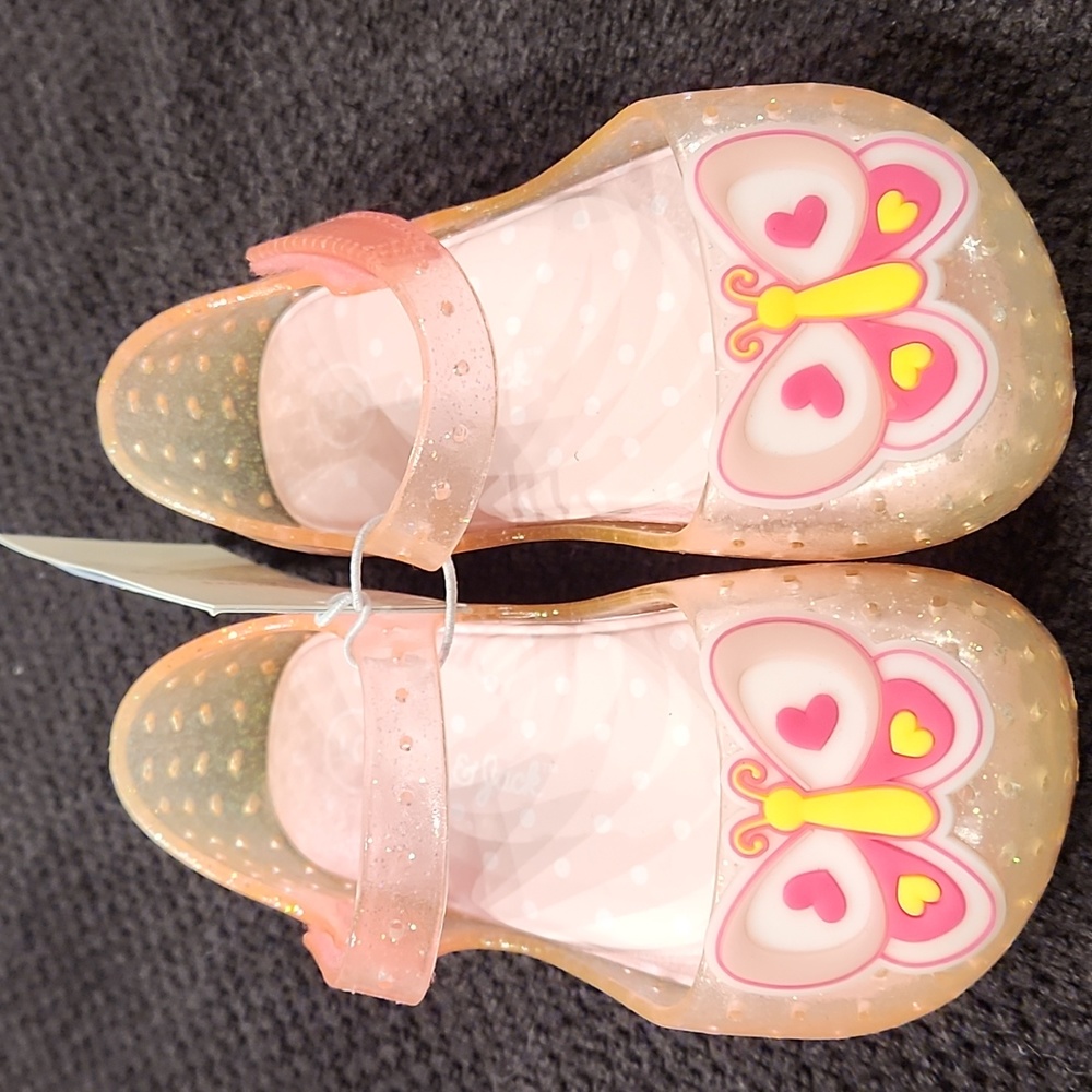 COPY - CAT & JACK SIZE 5 NEW GIRLS SHOE JELLYIES PINK VELCRO.